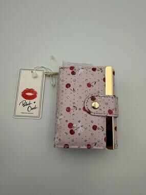 Blush Crush Pink Cherry Small Chunky Trifold Wallet Zip Coin Pouch ID Window NWT